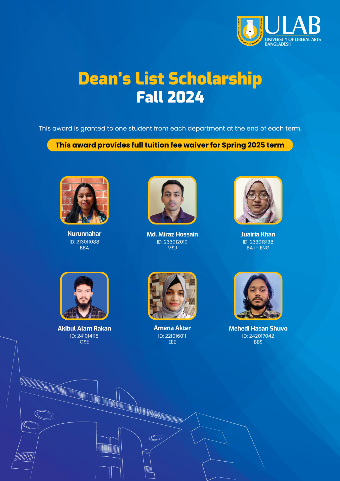 Dean's List Scholarship, Fall 2024