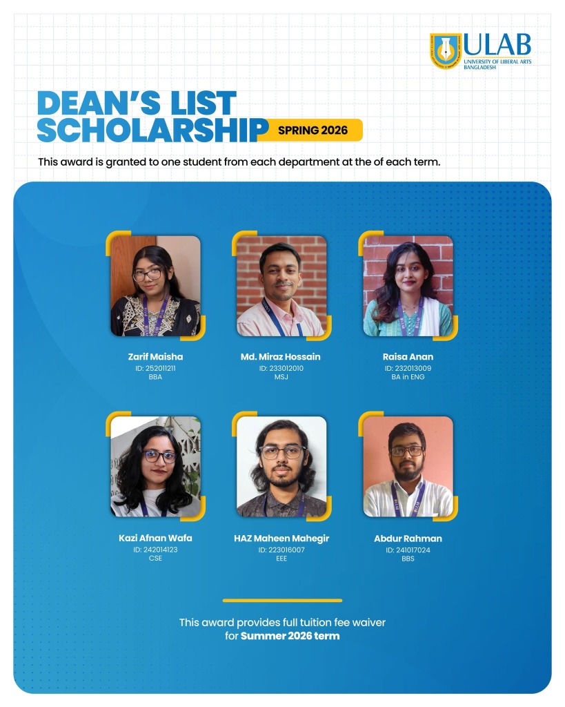 Dean's List Scholarship, Spring 2026
