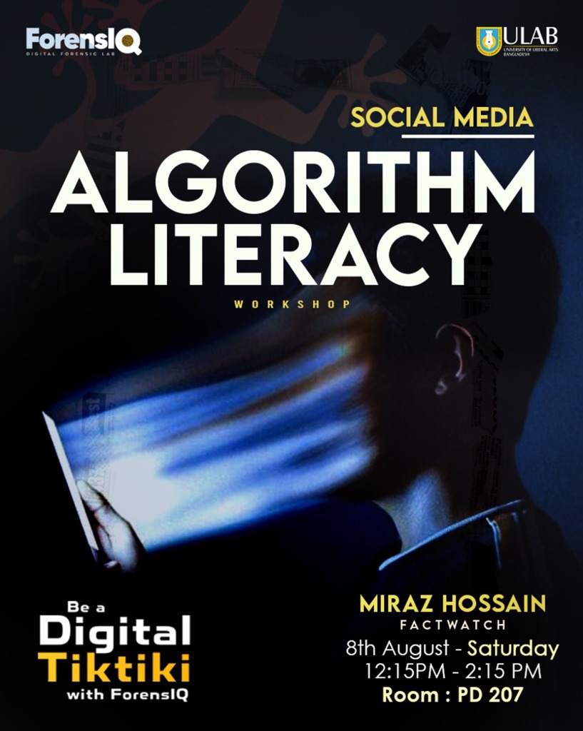 Social Media Algorithm Literacy Workshop Poster by ForensIQ