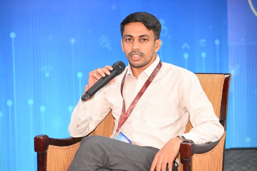 Miraz speaking during the Stories That Mattered session at FactFest 2026