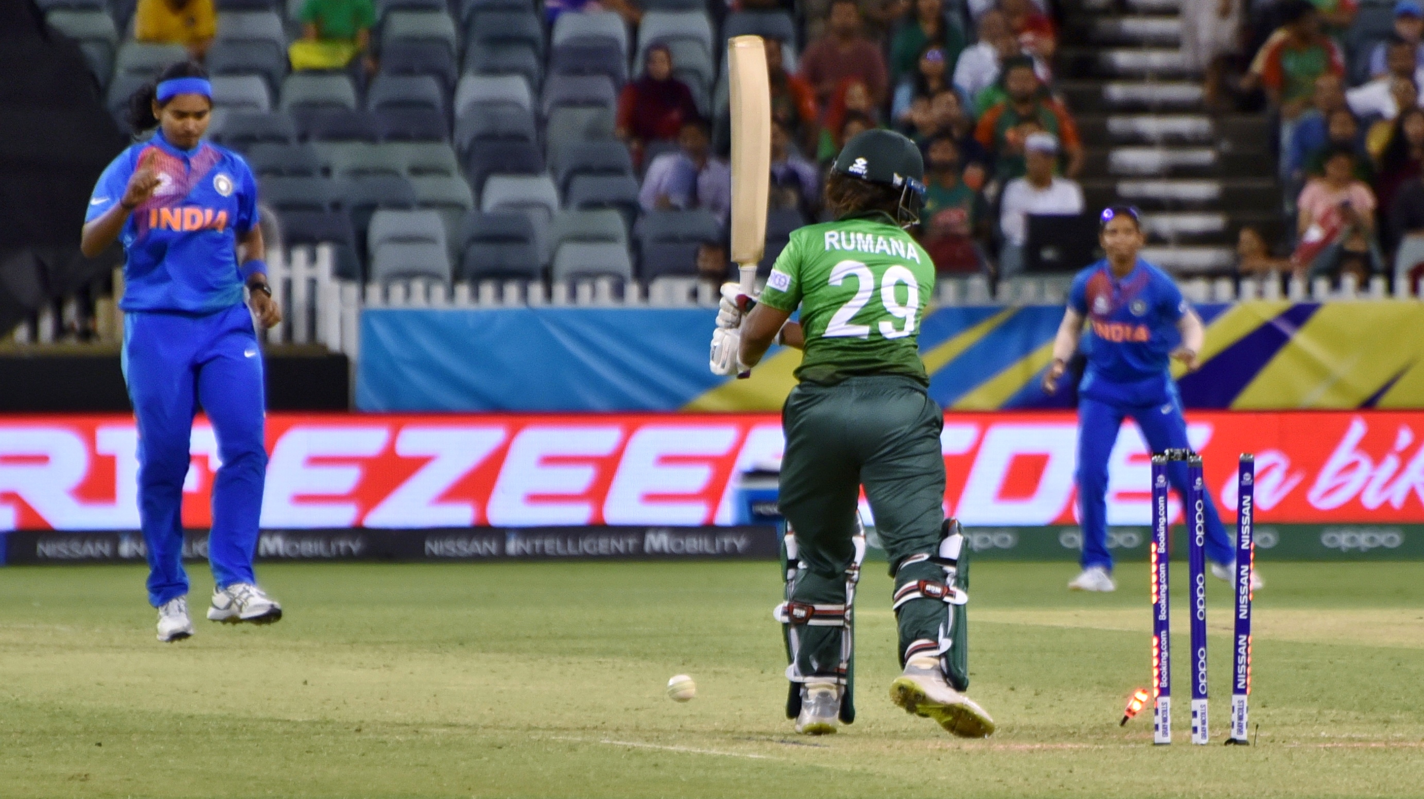 Bangladesh Leg-Spinner Rumana Ahmed Bowling Delivery Stride on the Turf